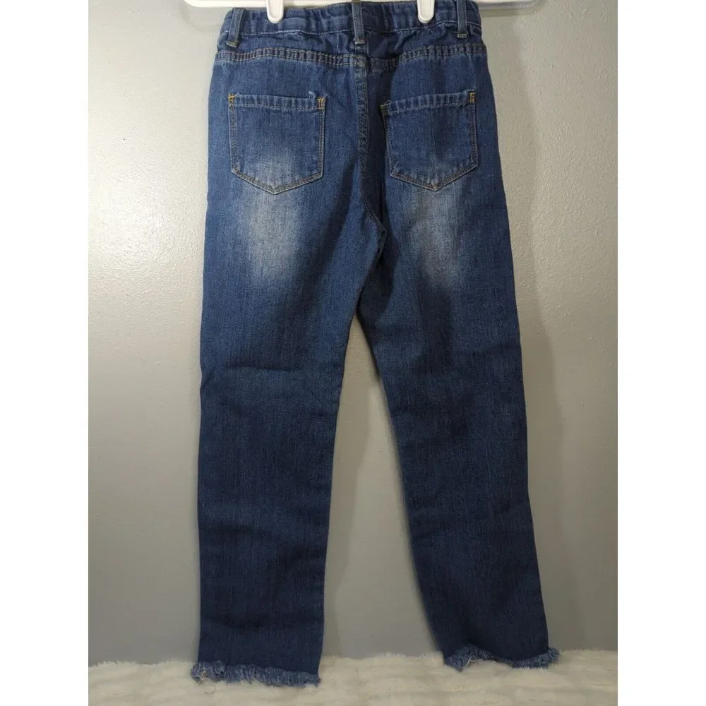 Chelsea & Violet Girls Size Large Distressed Cropped Blue‎ Jeans 575